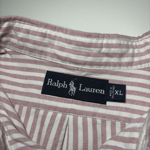 Ralph Lauren Pink White Stripped Men's Xl Pocket Long Sleeve Button Down Shirt - Picture 7 of 8